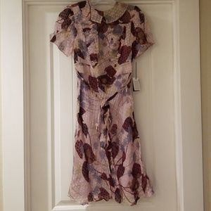 🆕👗 Anna Sui Floral Silk Knee Length Dress